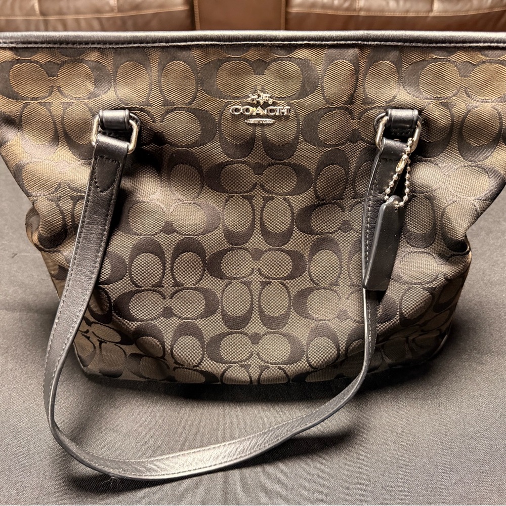 Coach Signature Brown and Black Tote